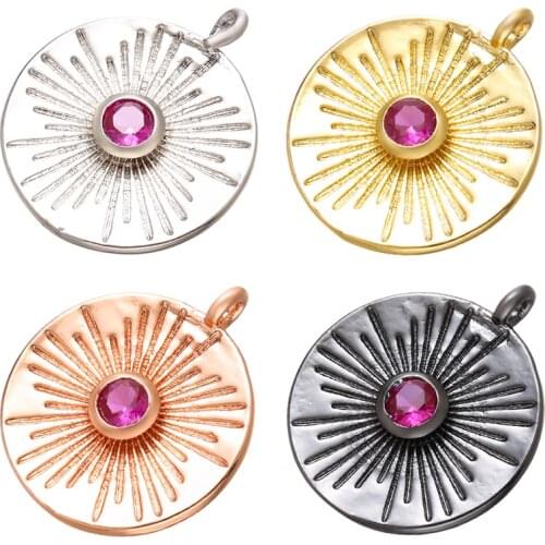 ZHUKOU 14x17mm brass round necklace pendant for women DIY handmade necklace earrings jewelry accessories making model: VD669