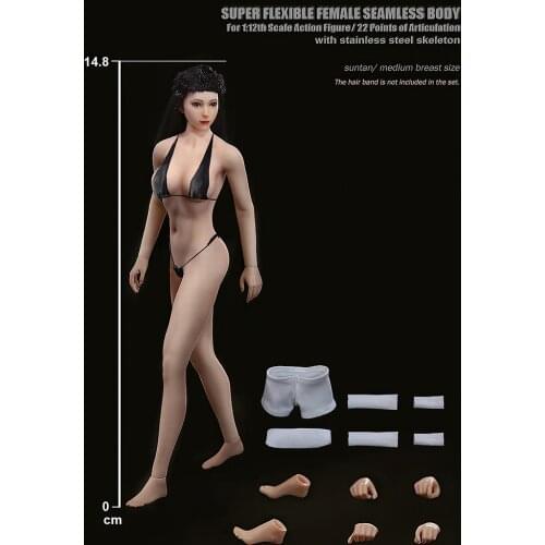 1/12 scale soldier TBLeague T01 super flexible seamless suntan skin medium breast 6‘’action figure body