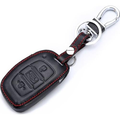 1 Pcs Leather Car Key Case Cover Holder Chain For Hyundai IX30 IX35 IX20 Tucson Elantra Verna Sonata Cover Keychain Protect Bag