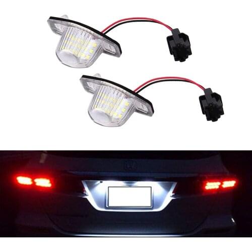 2Pcs LED License Plate Light Lamp Assembly For Honda Jazz Crosstour Odyssey Stream Insight HR-V FR-V CR-V Edix White LED Lights