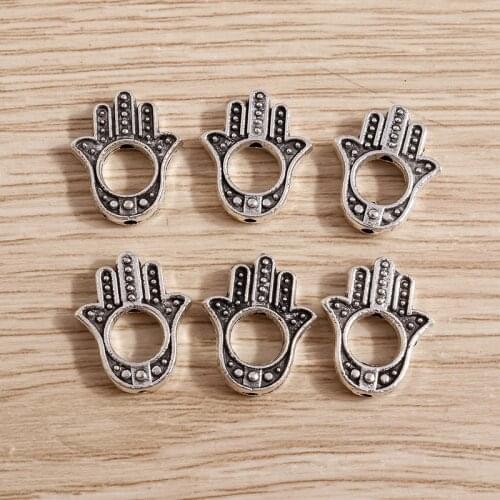 20pcs 12*15mm Trendy Hamsa Hand Charms Beads for Necklaces Pendants Earrings Bracelet Handmade Jewelry Findings Accessories