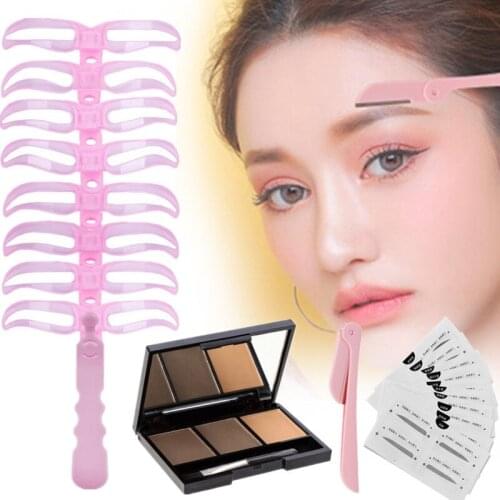3 combinations Eyebrow trimming tool Women Waterproof Sweatproof Eyebrow Card Eyebrow Trimmer Eyebrow Sticker Eyebrow Powder