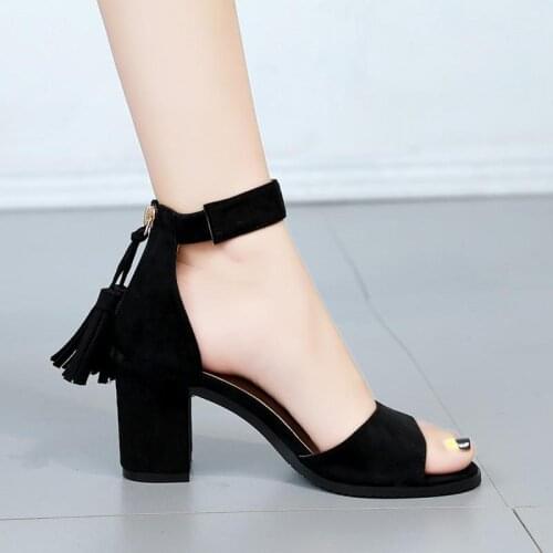 5pcs High Heels Female Summer Semi-high Heeled Korean Womens Shoes Rome High Heels Womens Shoes lykj-yzl