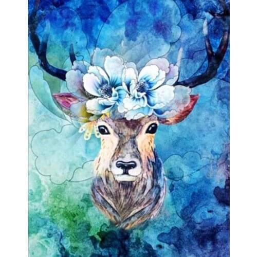 Watercolor Deer Diamond Painting Cross Stitch Kit Square Round Diy 5d Diamond Embroidery Picture Rhinestone Art Gift Home Decor