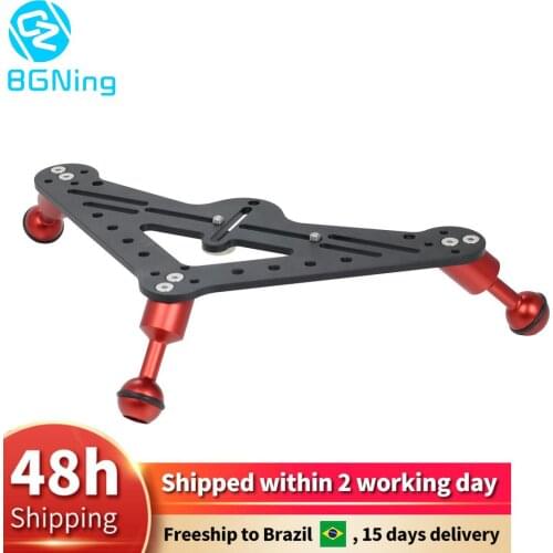BGNing Metal Triangular Gimbal Tray Rig Bracket Mount with T-Adapters for Underwater LED Light Stand DSLR Camera Tripod Support