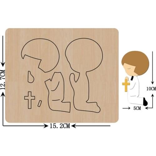 Praying Cross Boy&Girl Cutting Wood Dies DIY Keychain Pendant Leather Bag Suitable For Common Die Cutting Machines on the Market