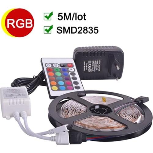 RGB LED Strip 5M 60Leds/m Flexible LED light 2835 SMD DC12V 2A Power Adapter IR Remote Controller Holiday Decor RGB Lamps