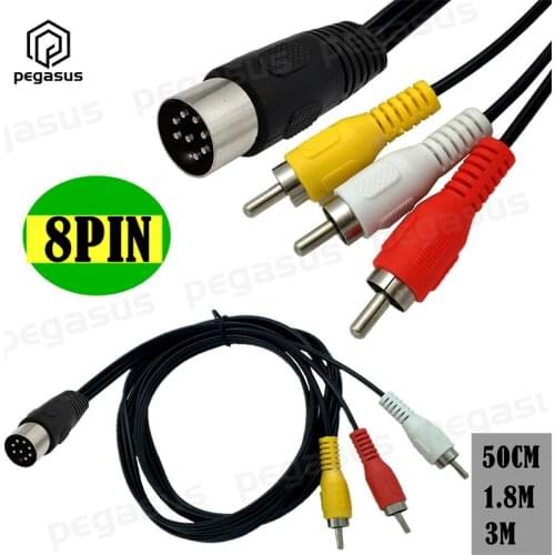 Din 8 Pin Male to 3-RCA Lotus Male Adapter Cable For Musical Instrument Audio Equipment