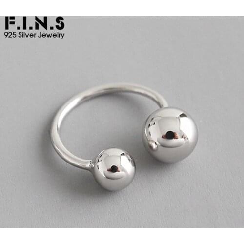 F.I.N.S Classic Double Round Ball 925 Sterling Silver Knuckle Rings for Women Small Toe Tail Finger Ring Female Fine Jewelry