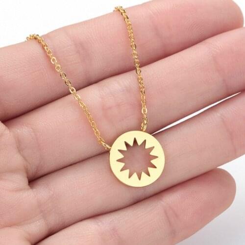 Trendy Geometric Pendent Necklaces Women Stainless Steel Chain Minimalist Necklace Round Circle Necklace Female Collar Jewelry
