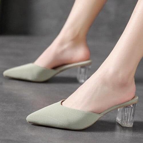 Fashion Women Sandals High Heels 2.36 Inches Beautiful Sexy Mules Slippers（Size 35-40