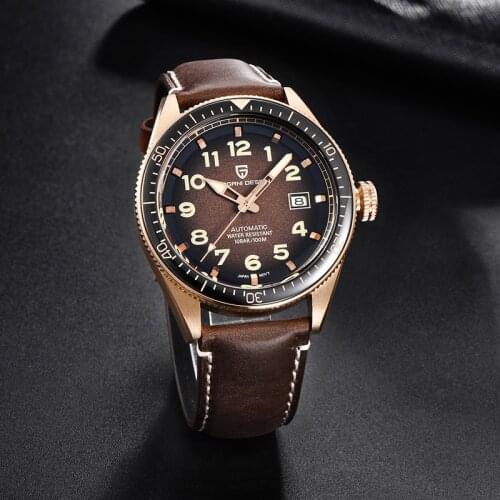 PAGANI DESIGN 100M Waterproof Mens Automatic Watch Top Brand NH35A Sports Men Mechanical Luxury Leather Watch Relogio Masculino