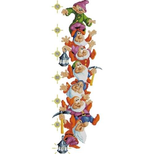 Top Quality Beautiful Lovely Counted Cross Stitch Kit Height Chart Measure Seven Dwarfs Dwarf My Rain