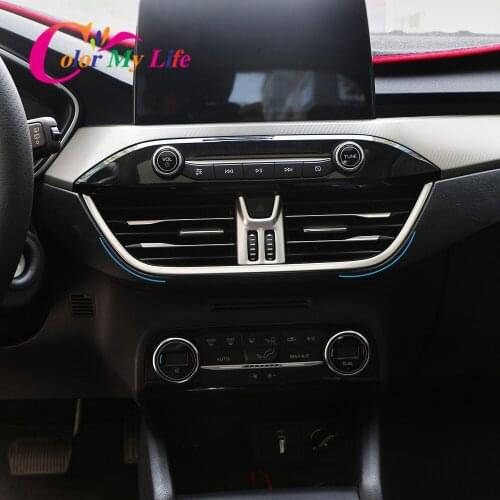 Stainless Steel Car Dashboard Center AC Air Condition Vent Outlet Cover Trim Sticker Fit for Ford Focus 4 MK4 2019 2020 Stickers