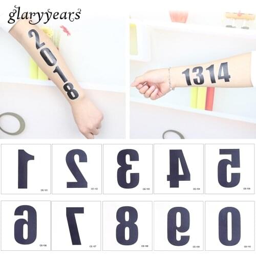6*6cm glaryyears 5 Pieces/lot Classic Arabic Numbers Waterproof Temporary Tattoo Sticker CE for Finger Neck Face Tattoo Creation