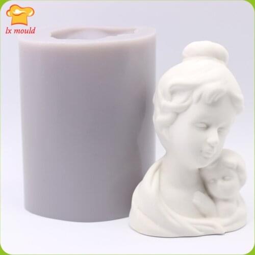 2019 new mother silicone mold European retro silicone soap gypsum polymer clay mold mother and child