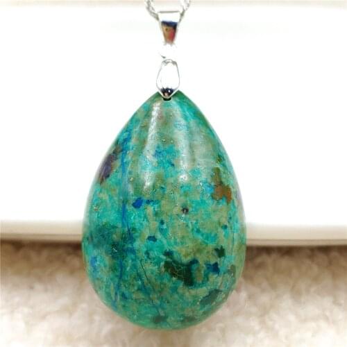 Genuine Natural Malachite Green Chrysocolla Pendant Powerful 37x25x12mm Women Men Rectangle Jewelry AAAAA