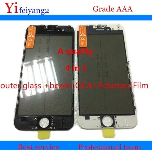 10pcs A quality Front Glass+Bezel+oca +Polarizer Film For iPhone 8 7 6 6s plus 6P 6SP 5 5s Outer Glass with Frame lcd repair