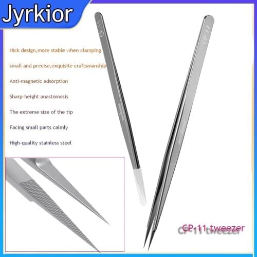 Stainless Steel Precision Ultra-Sharp Jump Line Maintenance Tweezers With Tooth For iPhone Motherboard Copper Wire Repair Tool