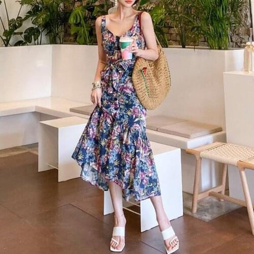 New arrival fashion korean night club party dress women elegant summer sexy strap temperament OL print slim asymmetrical dress