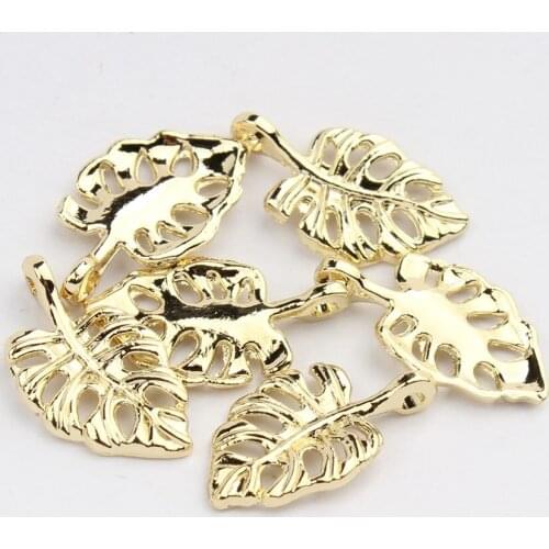 Golden Zinc Alloy Leaves Earring Charms 10pcs/lot 18mm for DIY Charms for Bracelet Making Bulk Items Wholesale