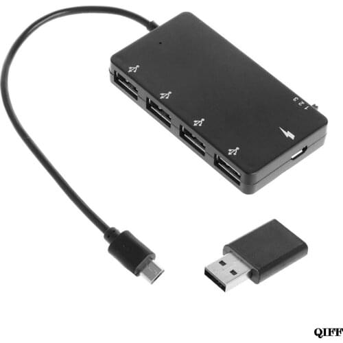 Drop Ship&Wholesale Micro USB OTG 4 Port Hub Power Charging Adapter Cable For Smartphone Tablet APR28