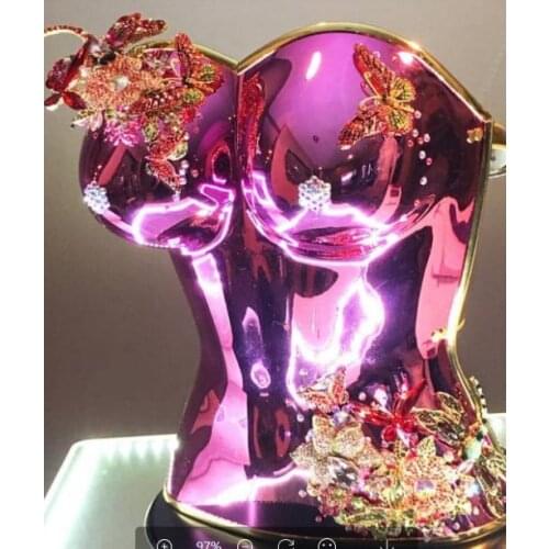 Sexy gogo armor women singer stage show dance wear Dj club bodysuit bar outfit customized