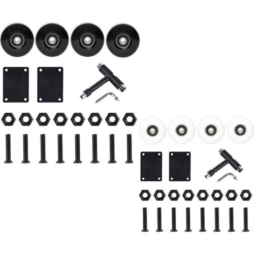 Skateboard Wheels and Bearings 52mm, Spacers, All-In-1 Tool, Skateboard Riser Pads and Hardware Set