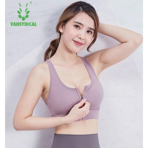 Yoga Sports Bra for Women Gym Lingerie with Zipper Sexy Shockproof Push Up Underwear Breathable Fitness brassiere Workout Tops