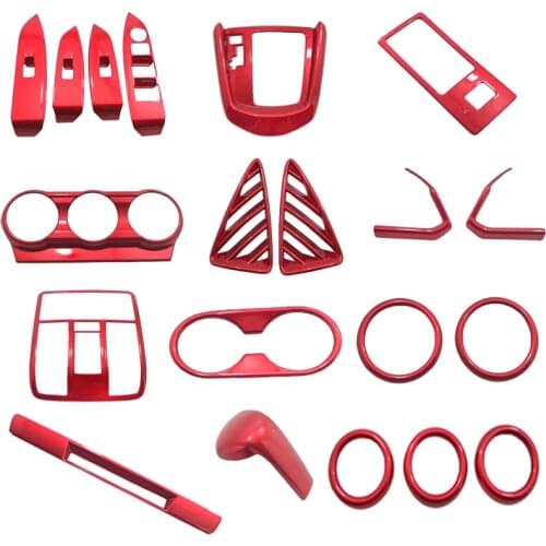 Interior Mouldings Water Cup Glass Lift Switch Frame Outlet Gear Shift Panel Cover Red Color For Mazda CX-3 CX3 2016 2017 2018