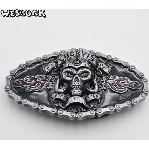 WesBuck Brand Male DIY Belt Accessories Skull Big Metal Cowboy Cowgirl Belt Buckles