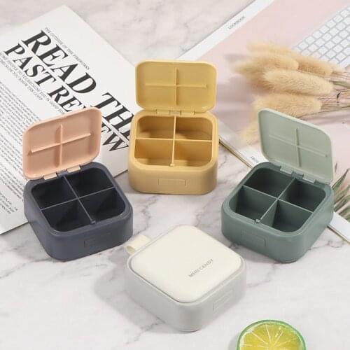 1PCS Medicine Tablet Dispenser Organizer Pill Box Splitters Organizer Pill Case Four Grid Compartment Travel Pill Box Organizer