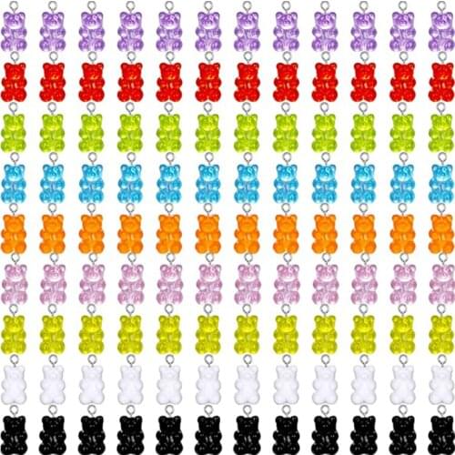 10Pcs Colorful Resin Bear Pendant Charms for Necklace Bracelet Earrings Jewelry For DIY Making Findings Gift 17*20mm