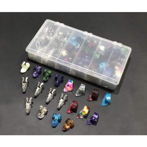 100pcs Stainless Steel Celluloid Thumb Finger Guitar Picks Plectrum With Pick Case Storage Box (Clearance! Shipping In 24 Hours)