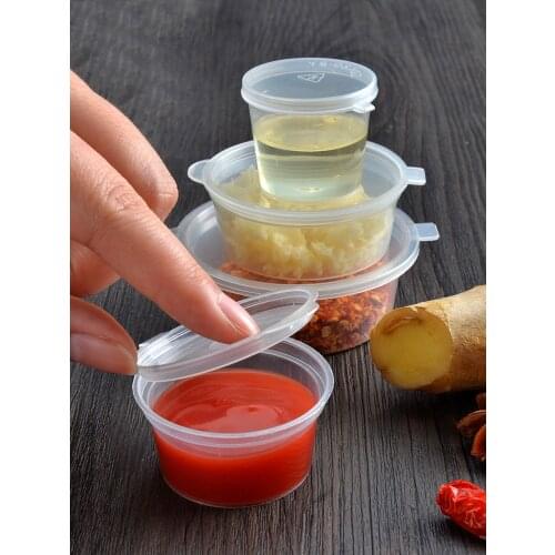 100pcs/lot Disposable Plastic Box Packing Box Seasoning Transparent Sauce Box with Lid Takeaway Snack Bar Storage Bottles Jars