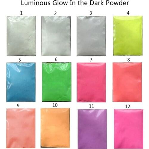 100g 12 Colors Luminous Resin Pigment Glow In the Dark Powder Pigment Colorant Nail Art Resin Jewelry Making Craft Tools
