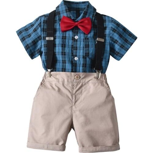 2021 Baby Boy Costume Plaid Suit For Boys Newborn Tracksuit Formal Dresses 4Ps Costumes For Children For 1st Birthday Dress