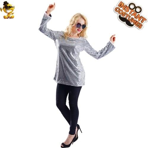 60s70s Disco Costumes Cosplay Dancer Hippie Costume For Women Carnival Party Fancy Dress Sequins Tunic