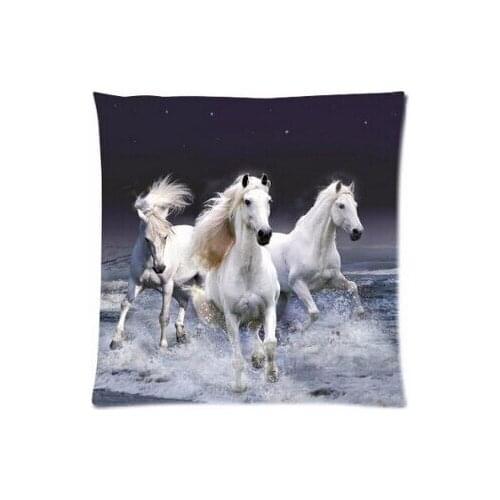 Free Shipping Luxury Printing Cute Horse Custom Square Zippered Pillowcase Cover Standard Pillow Case Nice Gift