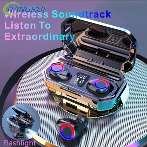 HANGRUI Newest F9 TWS Bluetooth Earphone 5.0 9D HIFI Wireless Headphones Sport Waterproof Earbuds 2000mAh LED Headset Earphones
