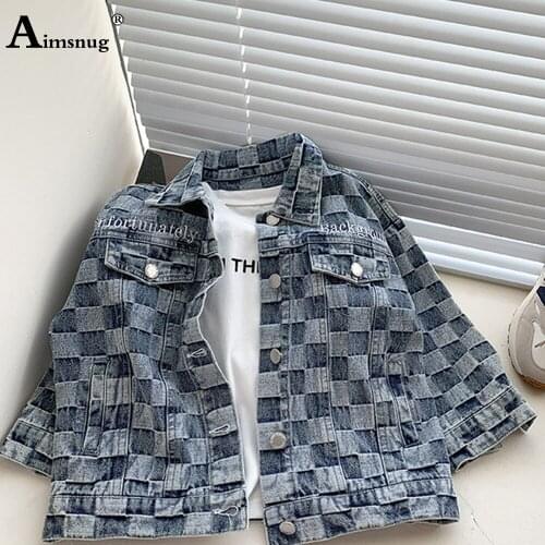 Children Demin Jacket Long Sleeve Boys Jackets Single-breasted Top Fashion Plaid Outerwear 2021 Autumn Kids Jean Demin Cothes