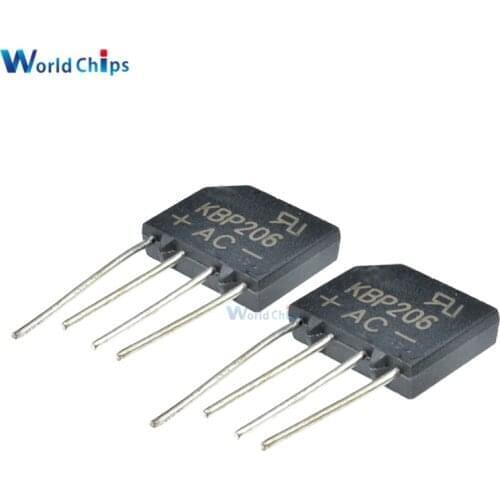 5pcs Diode Bridge Rectifier 600V 2A KBP206G KBP206 SIP-4 Single Phase