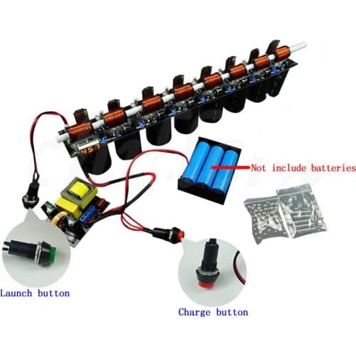 8 level electromagnetic gun Finished/DIY kit, integrated circuit ZVS module voltage 12V up to 450V with voltage display
