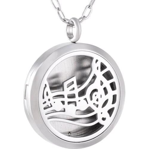 IJL013 Music Essential Oil Diffuser Necklace Aromatherapy Locket Magnetic Closure Pendant Jewelry for Boys Kids