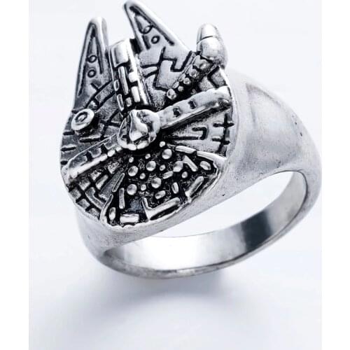 DCARZZ Star Rings Men Trendy Jewelry Wedding Bands Accessories Antique Anakin Skywalker Millennium Falcon Rings Gift