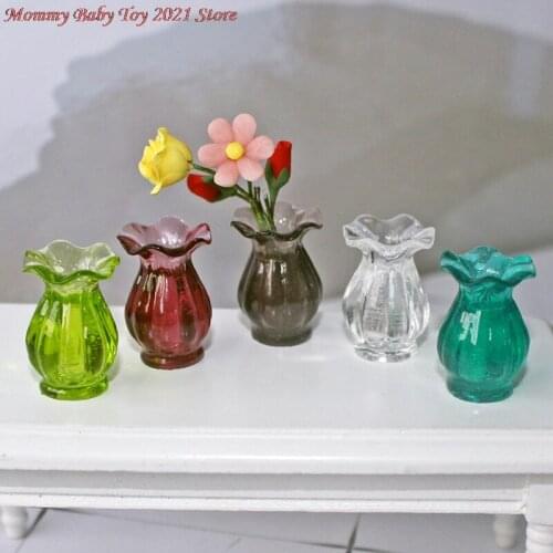 Dollhouse 1:12 Colorful Mini Ceramic Pot DIY Handmade Doll House Kitchen Ceramic Ornament Decora Vase