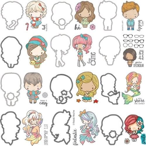 Cutie Little Boys Girls Buddy Mermaid Transparent Clear Stamps And Dies for DIY Scrapbooking Crafts Paper Cards Making 2021 New