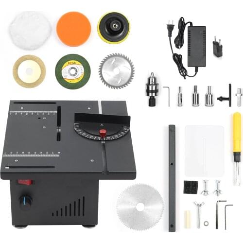 KKmoon 110-240V 200W Multi-Functional Table Saw Mini Desktop Electric Saw Cutter with Speed & Angle Adjustment 40MM Cutting