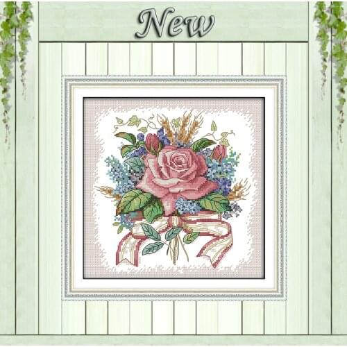 A bunch of flowers rose diy decor painting counted printed on canvas DMC 11CT 14CT kits Cross Stitch embroidery needlework Sets
