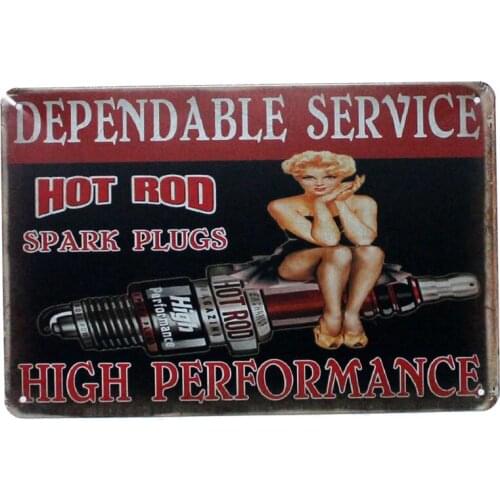 Dependable Service Hot Rod Spark Plugs Metal Painting Wall Bar Home Art Decor Cuadros Mix Order 30X20CM A-5905